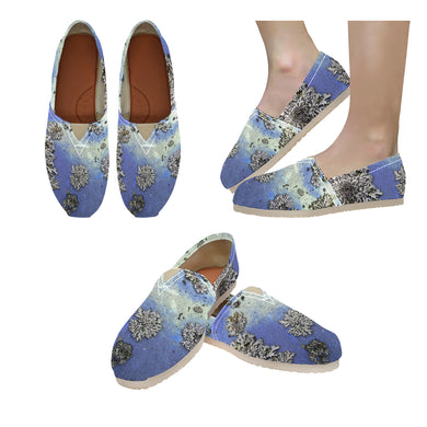 Patches of Moss Blue Unisex Classic Canvas Slip-On (Model 1206)