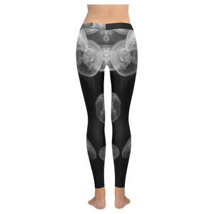 Jellyfish Black and White Low Rise Leggings (Invisible Stitch) (Model L05)