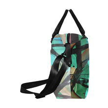 Load image into Gallery viewer, Abstract Circles Black and Teal Large Capacity Duffle Bag (Model 1715)