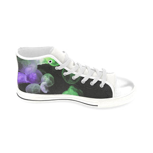 Jellyfish Green and Purple Men’s Classic High Top Canvas Shoes (Model 017)