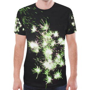 Fireworks Flowers Green New All Over Print T-shirt for Men (Model T45)