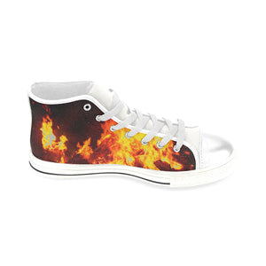 Feathery Flames Red Men’s Classic High Top Canvas Shoes (Model 017)