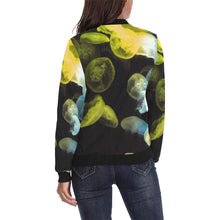 Load image into Gallery viewer, Jellyfish Yellow and Blue All Over Print Bomber Jacket for Women (Model H36)