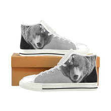 Load image into Gallery viewer, Big Bear Black and White Men’s Classic High Top Canvas Shoes (Model 017)