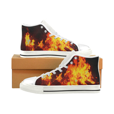 Feathery Flames Red Men’s Classic High Top Canvas Shoes (Model 017)