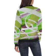 Load image into Gallery viewer, Abstract Circles Green All Over Print Bomber Jacket for Women (Model H36)