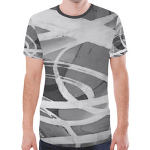 Load image into Gallery viewer, Abstract Circles Black and White New All Over Print T-shirt for Men (Model T45)