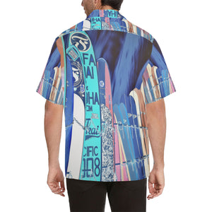 Surfboards Blue Panel Hawaiian Shirt (Model T58)