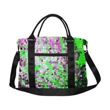 Load image into Gallery viewer, Marbled Abstract Green and Purple Mosaic Large Capacity Duffle Bag (Model 1715)