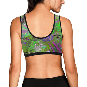 Graffiti Abstract Green Women's All Over Print Sports Bra (Model T52)