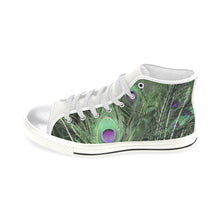 Load image into Gallery viewer, Peacock Feathers Green Women&#39;s Classic High Top Canvas Shoes (Model 017)