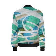 Load image into Gallery viewer, Abstract Circles Aqua All Over Print Bomber Jacket for Women (Model H36)