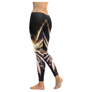 Fireworks Star Yellow Low Rise Leggings (Invisible Stitch) (Model L05)