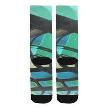 Load image into Gallery viewer, Abstract Circles Black and Teal Trouser Socks (For Men)