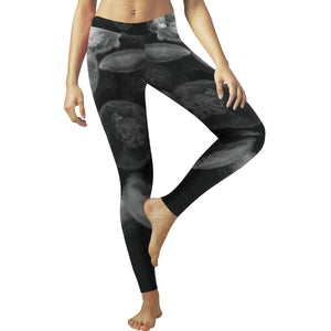 Jellyfish Black and White Low Rise Leggings (Invisible Stitch) (Model L05)