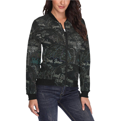 Painted Skulls Glowing All Over Print Bomber Jacket for Women (Model H36)