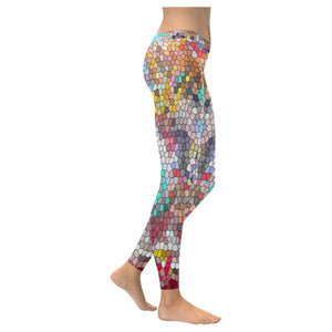 Graffiti Abstract Mosaic Low Rise Leggings (Invisible Stitch) (Model L05)