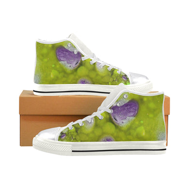 Puddle of Love Green Women's Classic High Top Canvas Shoes (Model 017)