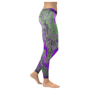 Marbled Abstract Purple Low Rise Leggings (Invisible Stitch) (Model L05)