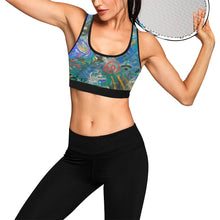 Load image into Gallery viewer, Graffiti Abstract Blue Women&#39;s All Over Print Sports Bra (Model T52)