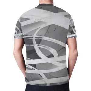 Abstract Circles Black and White New All Over Print T-shirt for Men (Model T45)