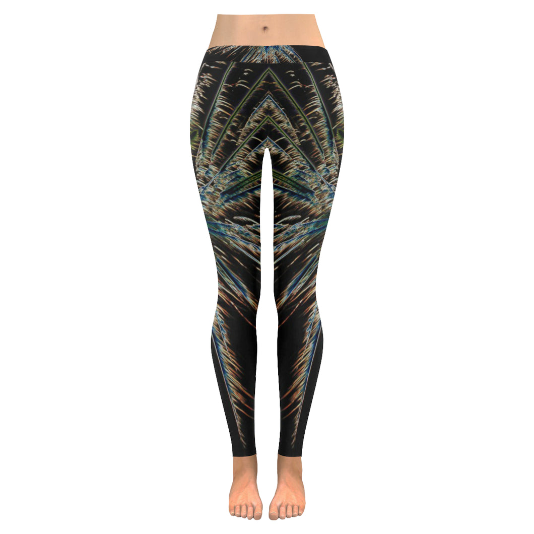 Fireworks Star Glowing Low Rise Leggings (Invisible Stitch) (Model L05)