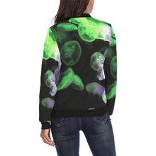 Load image into Gallery viewer, Jellyfish Green and Purple All Over Print Bomber Jacket for Women (Model H36)