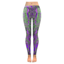 Load image into Gallery viewer, Marbled Abstract Purple Low Rise Leggings (Invisible Stitch) (Model L05)