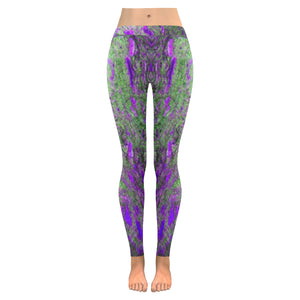 Marbled Abstract Purple Low Rise Leggings (Invisible Stitch) (Model L05)