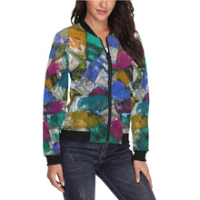 Load image into Gallery viewer, Oil Paints Blue All Over Print Bomber Jacket for Women (Model H36)