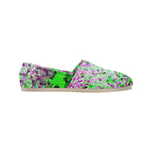 Load image into Gallery viewer, Marbled Abstract Green and Purple Mosaic Unisex Classic Canvas Slip-On (Model 1206)