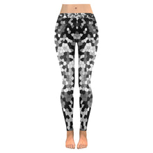 Load image into Gallery viewer, Holiday Paisley Black and White Mosaic Low Rise Leggings (Invisible Stitch) (Model L05)