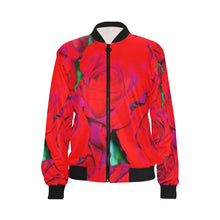 Load image into Gallery viewer, Rose Bouquet Flower Red All Over Print Bomber Jacket for Women (Model H36)