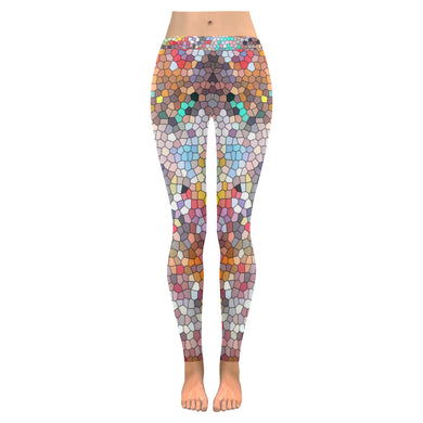 Graffiti Abstract Mosaic Low Rise Leggings (Invisible Stitch) (Model L05)