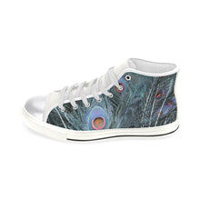 Load image into Gallery viewer, Peacock Feathers Blue Women&#39;s Classic High Top Canvas Shoes (Model 017)