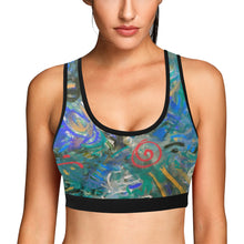 Load image into Gallery viewer, Graffiti Abstract Blue Women&#39;s All Over Print Sports Bra (Model T52)