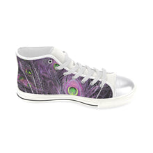 Load image into Gallery viewer, Peacock Feathers Purple Women&#39;s Classic High Top Canvas Shoes (Model 017)