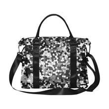 Load image into Gallery viewer, Holiday Paisley Black and White Mosaic Large Capacity Duffle Bag (Model 1715)