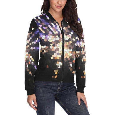 Fireworks Star Mosaic All Over Print Bomber Jacket for Women (Model H36)