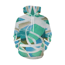 Load image into Gallery viewer, Abstract Circles Aqua All Over Print Hoodie for Women (USA Size) (Model H13)