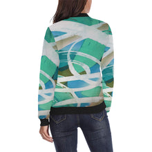 Load image into Gallery viewer, Abstract Circles Aqua All Over Print Bomber Jacket for Women (Model H36)