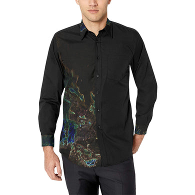 Feathery Flames Glowing Panel Men's All Over Print Casual Dress Shirt (Model T61)