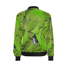 Load image into Gallery viewer, Rose Bouquet Flower Green All Over Print Bomber Jacket for Women (Model H36)