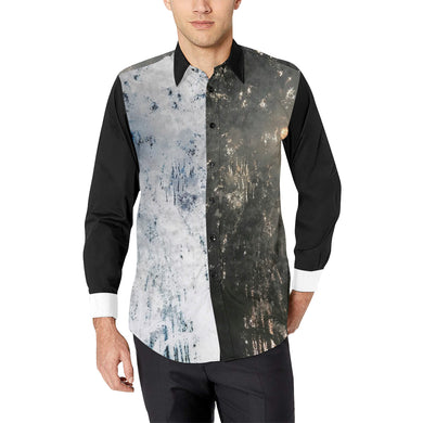 Fireworks Black and Negative Men's All Over Print Casual Dress Shirt (Model T61)