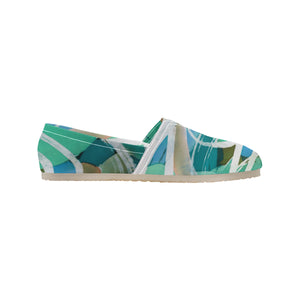 Abstract Circles Aqua Unisex Classic Canvas Slip-On (Model 1206)