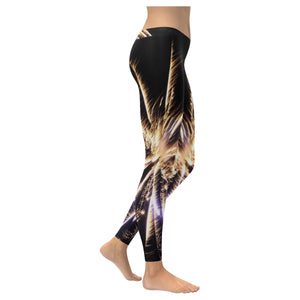 Fireworks Star Yellow Low Rise Leggings (Invisible Stitch) (Model L05)