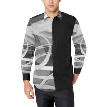 Load image into Gallery viewer, Abstract Circles Black and White Men&#39;s All Over Print Casual Dress Shirt (Model T61)