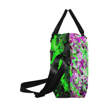 Load image into Gallery viewer, Marbled Abstract Green and Purple Mosaic Large Capacity Duffle Bag (Model 1715)