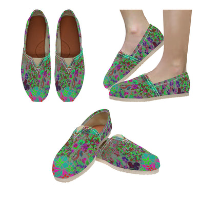 Holiday Paisley Aqua Unisex Classic Canvas Slip-On (Model 1206)