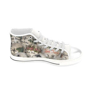 Painted Skulls Men’s Classic High Top Canvas Shoes (Model 017)